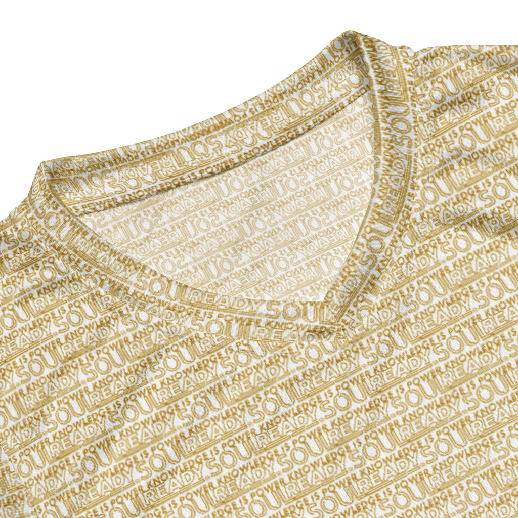 SoulReady 'Knowledge Is Power' Gold Edition Unisex All-Over Print Pattern Basketball Jersey